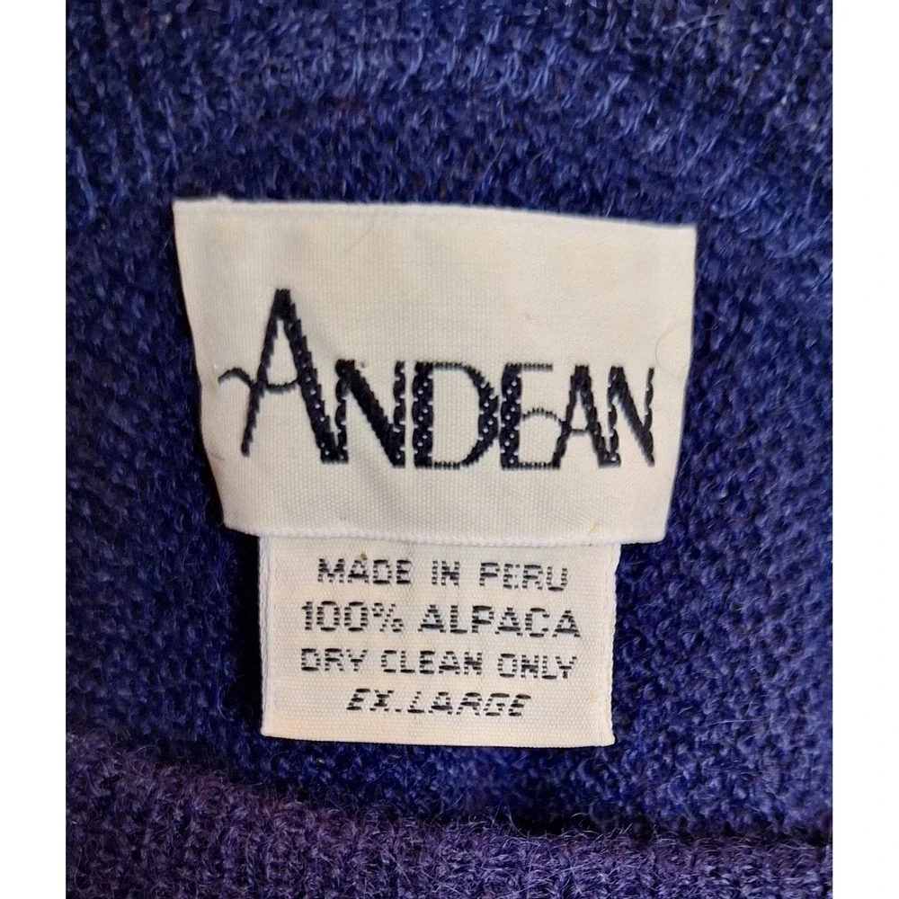 Vintage‎ Andean 100% Alpaca Ex. large (XL) deep blue crew neck sweater